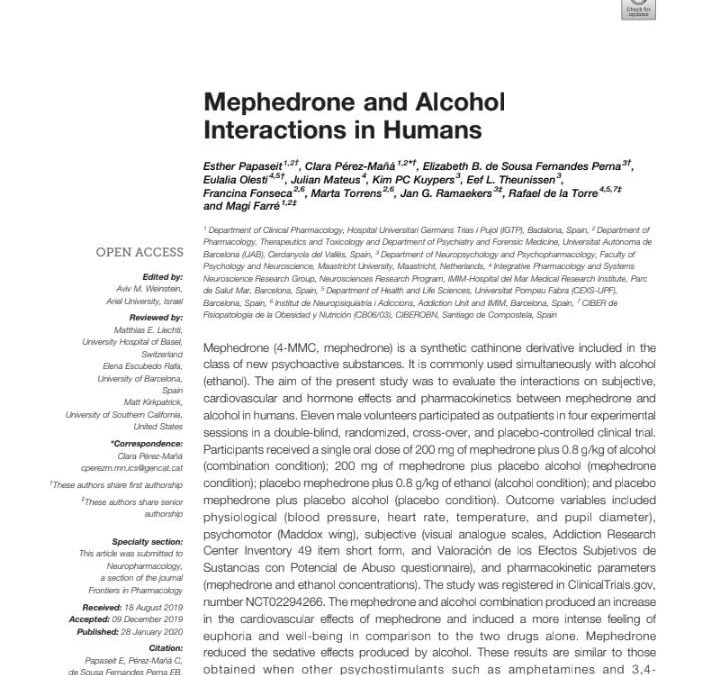 Mephedrone and Alcohol Interactions in Humans