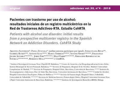 Pacientes con trastorno por uso de alcohol: resultados iniciales de un registro multicéntrico en la Red de Trastornos Adictivos-RTA