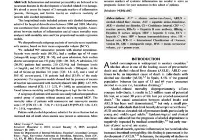 Markers of inflammation and mortality in a cohort of patients with alcohol dependence