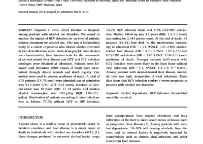 Impact of hepatitis C virus infection on the risk of death of alcohol-dependent patients