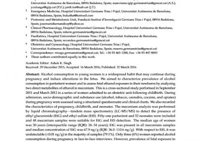 Alcohol Consumption during Pregnancy: Analysis of Two Direct Metabolites of Ethanol in Meconium