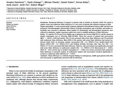 Folate deficiency in patients seeking treatment of alcohol use disorder