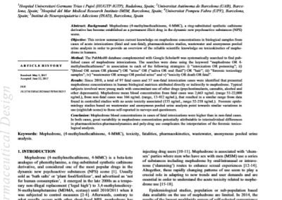 Mephedrone Concentrations in Cases of Clinical Intoxication