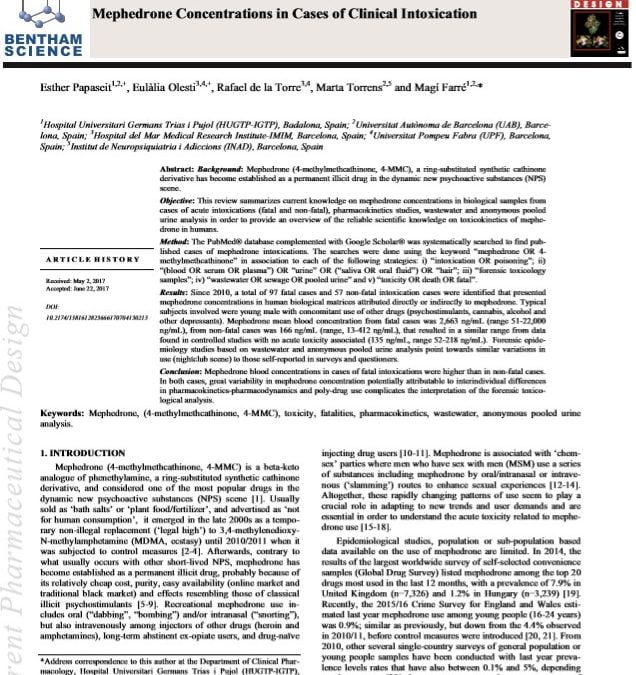Mephedrone Concentrations in Cases of Clinical Intoxication