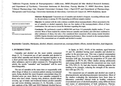 Concurrent Use of Cannabis and Alcohol: Neuropsychiatric Effect Consequences