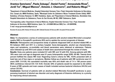 Long-Term Mortality of Patients with an Alcohol-Related Wernicke-Korsakoff Syndrome
