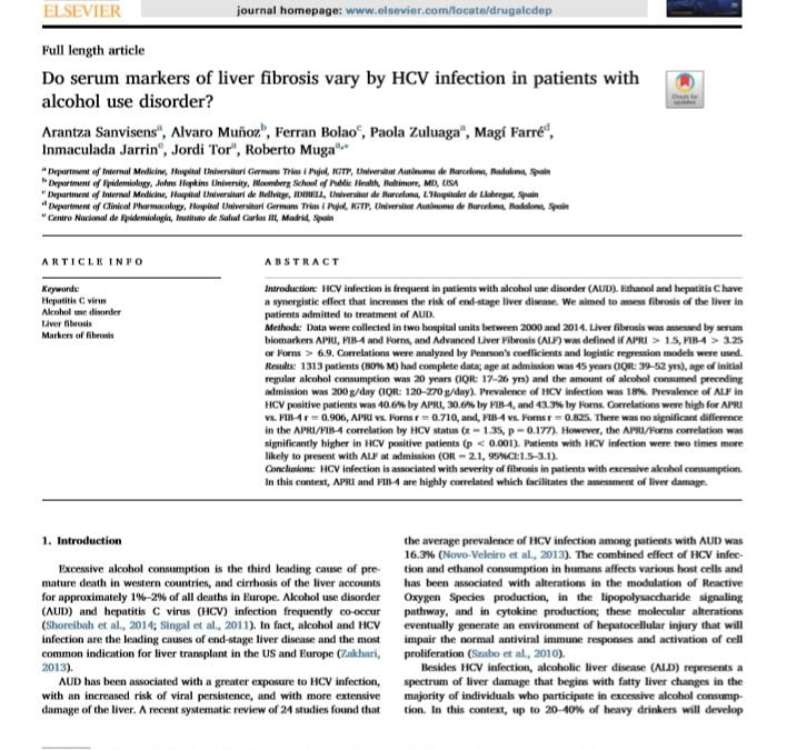 Do serum markers of liver fibrosis vary by HCV infection in patients with alcohol use disorder?