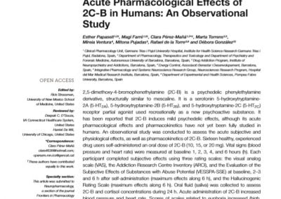 Acute Pharmacological Effects of 2C-B in Humans: An Observational Study