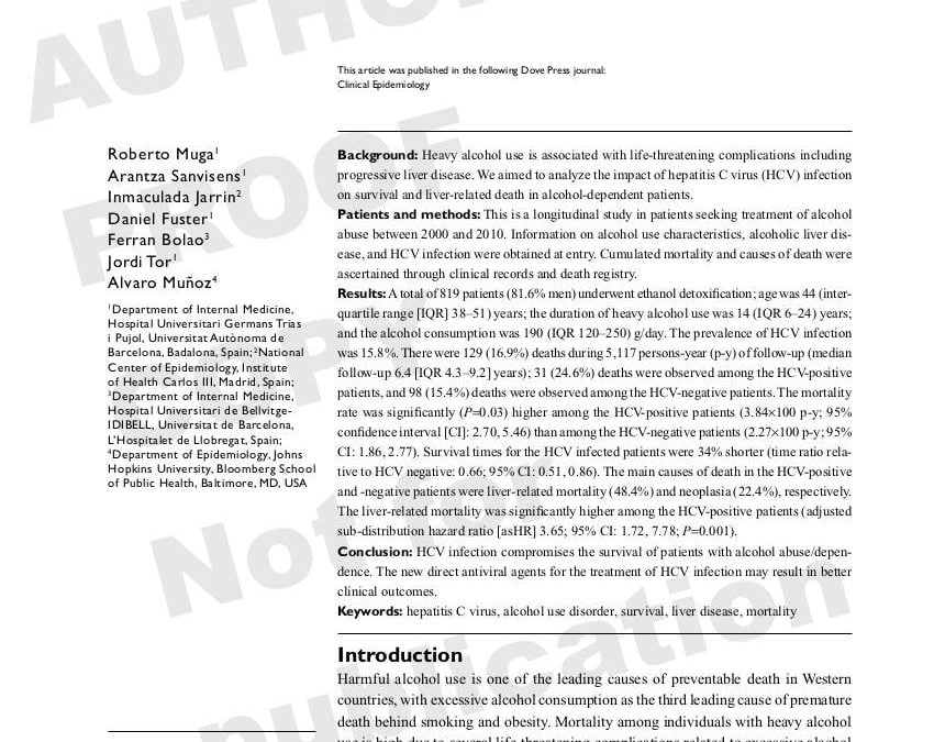 Hepatitis C infection substantially reduces survival of alcohol-dependent patients
