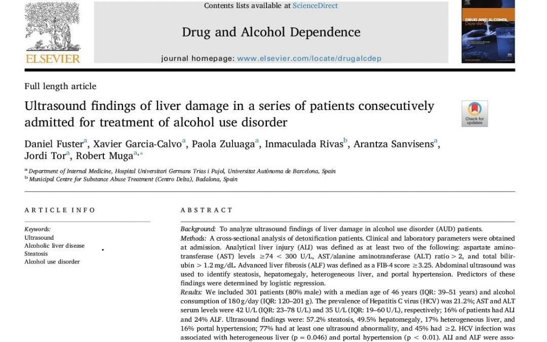 Ultrasound findings of liver damage in a series of patients consecutively admitted for treatment of alcohol use disorder.