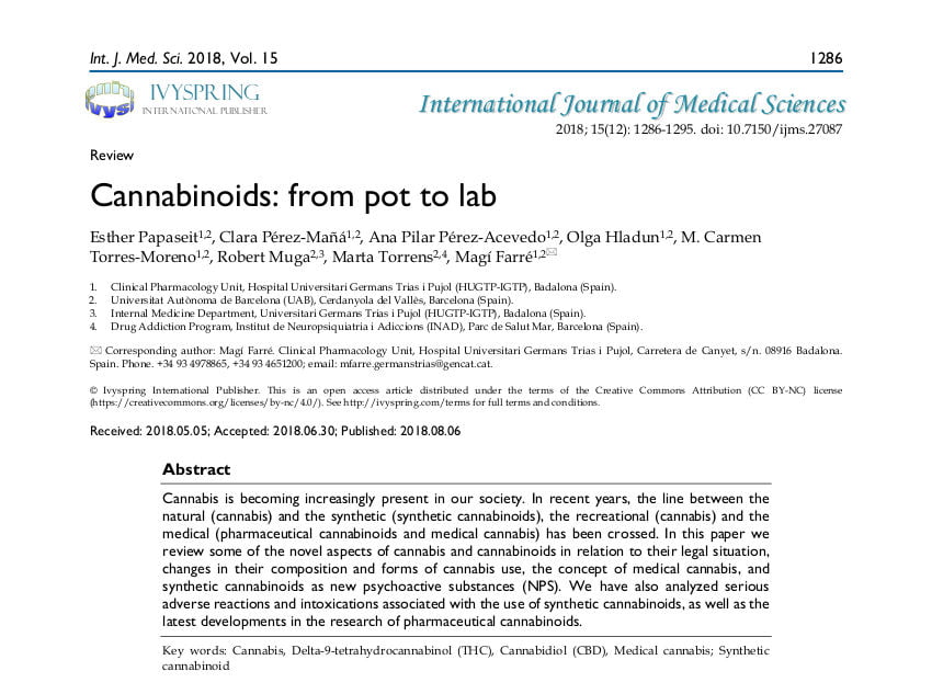 Cannabinoids: from pot to lab