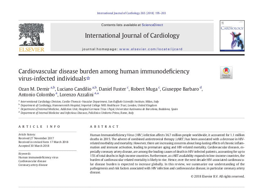 Cardiovascular disease burden among human immunodeficiency virus-infected individuals