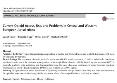 Current opioid access, use and problems in Central and Western European jurisdictions