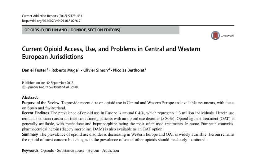 Current opioid access, use and problems in Central and Western European jurisdictions