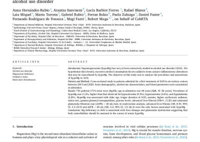 Associations of hypomagnesemia in patients seeking a first treatment of alcohol use disorder