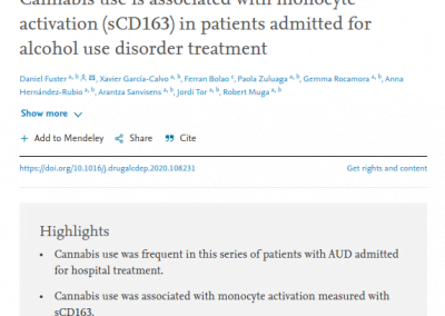 Cannabis use is associated with monocyte activation (sCD163) in patients admitted for alcohol use disorder treatment