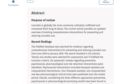 Comprehensive interventions for reducing cannabis use