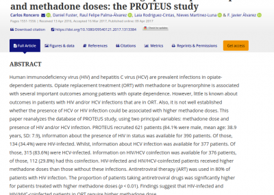 HIV And HCV infection among opiate-dependent patients and methadone doses: the PROTEUS study