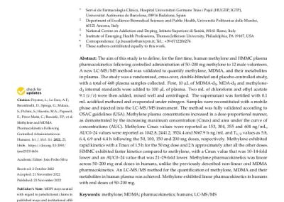 Methylone and MDMA Pharmacokinetics Following Controlled Administration in Humans