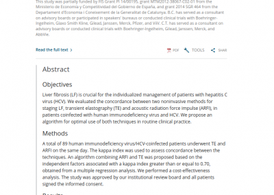 Optimal Use of Transient Elastography and Acoustic Radiation Force Impulse to Stage Liver Fibrosis in HIV/HCV-Coinfected Patients in Clinical Practice