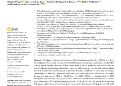 Plasma Amino Acid Concentrations in Patients with Alcohol and/or Cocaine Use Disorders and Their Association with Psychiatric Comorbidity and Sex