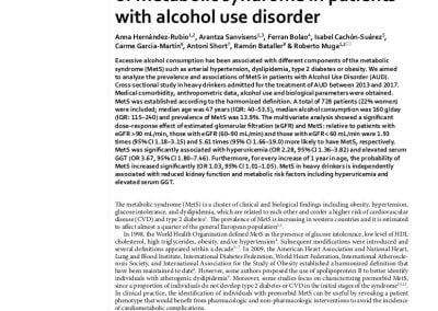 Prevalence and associations of metabolic syndrome in patients with alcohol use disorder