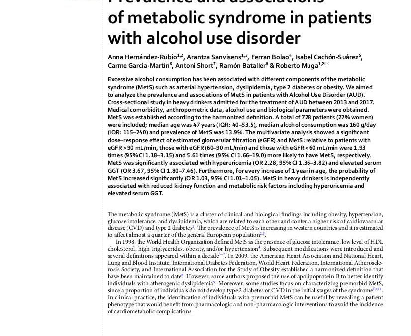 Prevalence and associations of metabolic syndrome in patients with alcohol use disorder