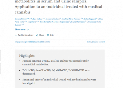 UHPLC-MS/MS analysis of cannabidiol metabolites in serum and urine samples. Application to an individual treated with medical cannabis