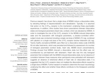 MDMA-induced dissociative state not mediated by the 5-HT2A receptor
