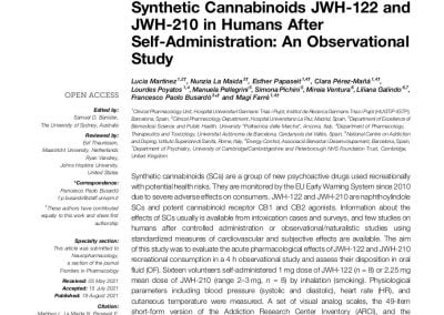 Acute Pharmacological Effects and Oral Fluid Concentrations of the Synthetic Cannabinoids JWH-122 and JWH-210 in Humans After Self-Administration: An Observational Study