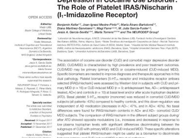 A Biomarker to Differentiate between Primary and Cocaine-Induced Major Depression in Cocaine Use Disorder: The Role of Platelet IRAS/Nischarin (I 1-Imidazoline Receptor)