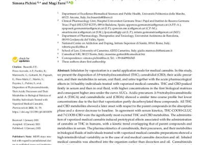 Disposition of Phytocannabinoids, Their Acidic Precursors and Their Metabolites in Biological Matrices of Healthy Individuals Treated with Vaporized Medical Cannabis