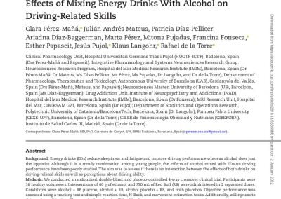Effects Of Mixing Energy Drinks With Alcohol On Driving-Related Skills