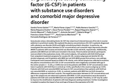 Plasma concentrations of granulocyte colony-stimulating factor (G-CSF) in patients with substance use disorders and comorbid major depressive disorder