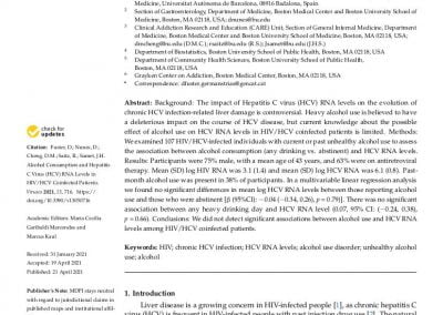 Alcohol Consumption and Hepatitis C Virus (HCV) RNA Levels in HIV/HCV Coinfected Patients